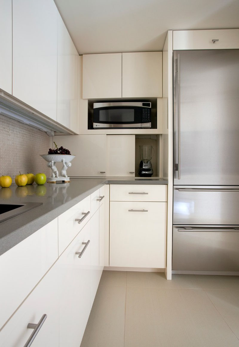 Kitchen Design Idea - Store Your Kitchen Appliances In A Dedicated Appliance Garage // The sliding doors of this appliance garage open to reveal a spacious hiding spot just the right size for the most frequently used appliances.