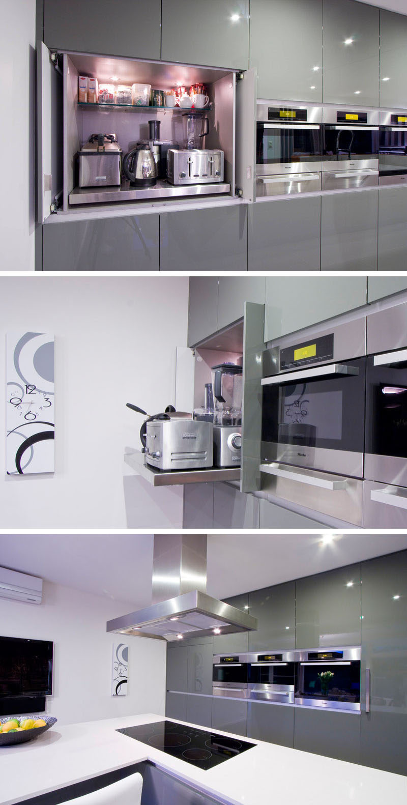Kitchen Design Idea - Store Your Kitchen Appliances In A Dedicated Appliance Garage // The main shelf of this appliance garage pulls out to make it easier to access the appliances stored at the back.