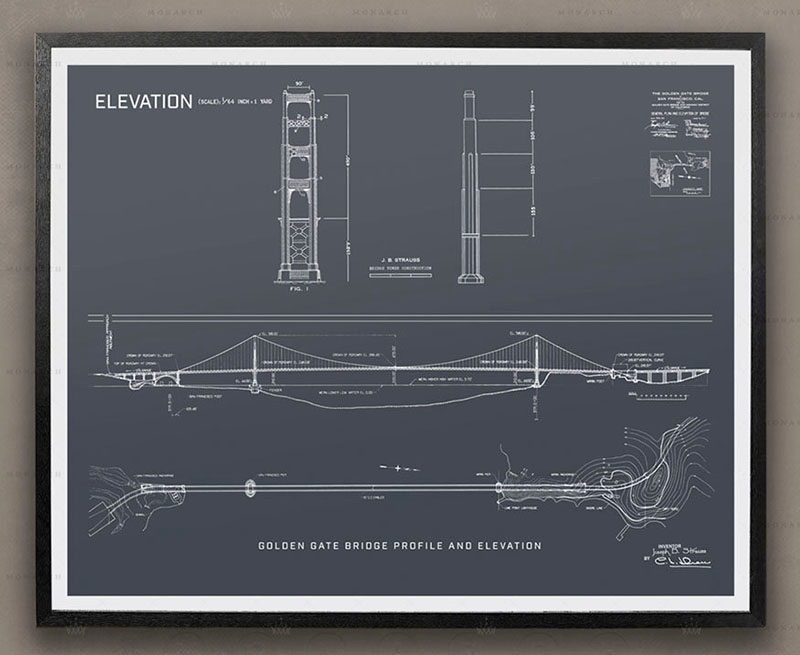 40 Awesome Gift Ideas For Architects And Interior Designers // An architectural blue print of a bridge.