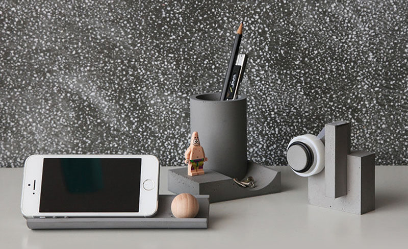 40 Awesome Gift Ideas For Architects And Interior Designers // A concrete desk set.