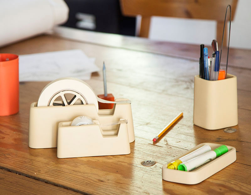 40 Awesome Gift Ideas For Architects And Interior Designers // A minimalist concrete desk set.