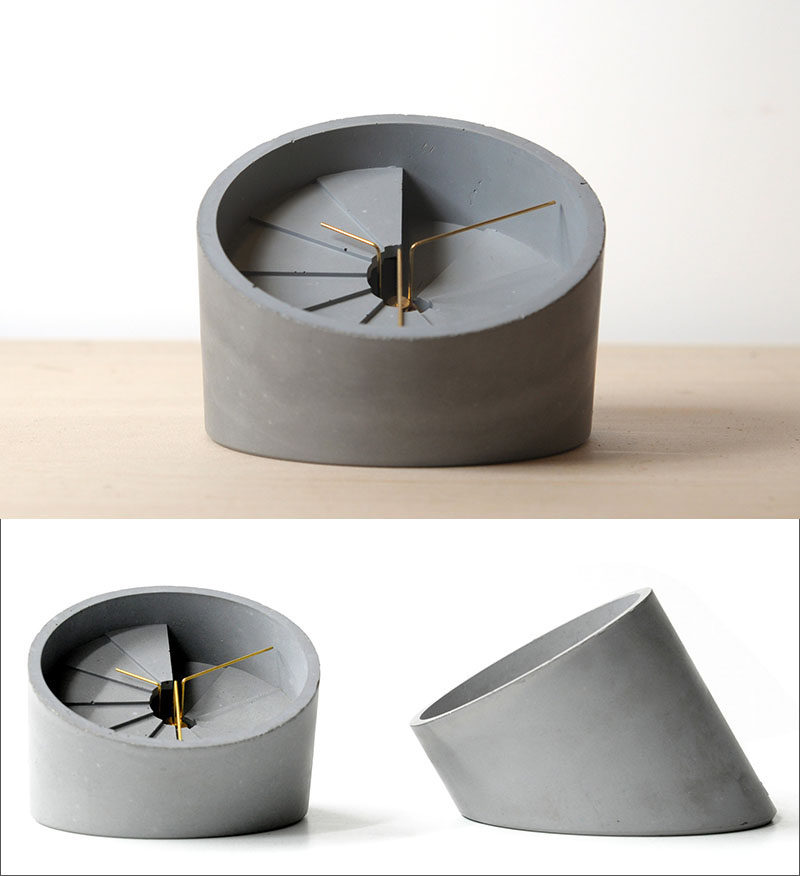 40 Awesome Gift Ideas For Architects And Interior Designers // A concrete desk clock.