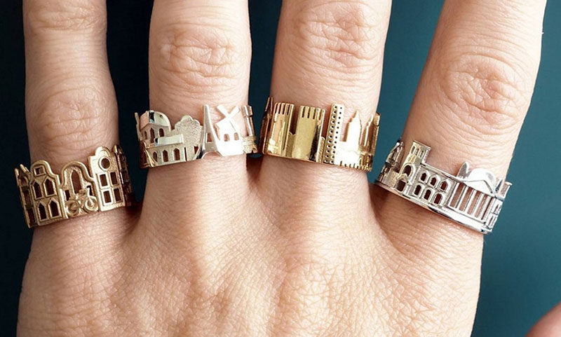 40 Awesome Gift Ideas For Architects And Interior Designers // Rings in the shapes of city skylines