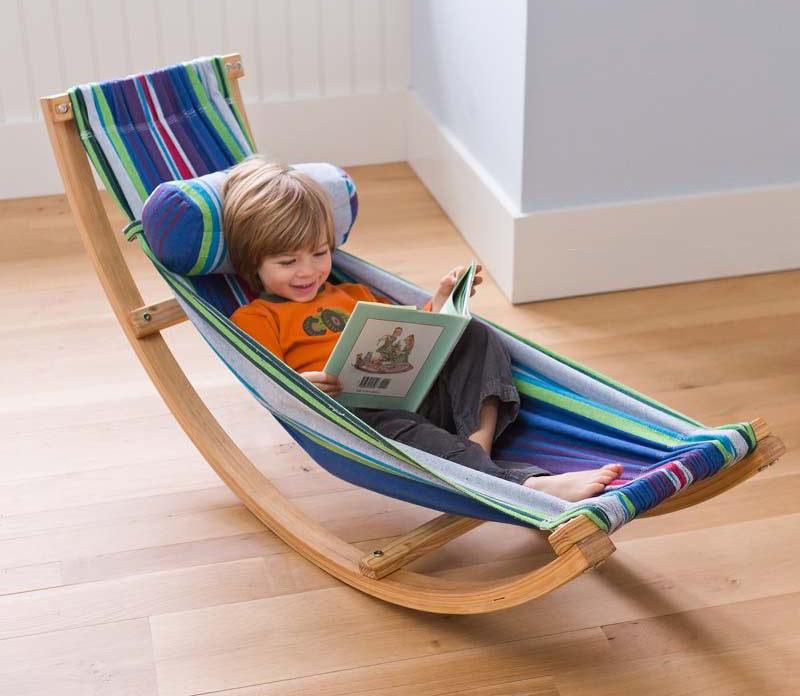 Gift Guide - 30+ Gift Ideas For The Modern Kid In Your Life // Encourage kids to pick up a book and hang out for a while on their own with a comfy rocking hammock that's just their size.