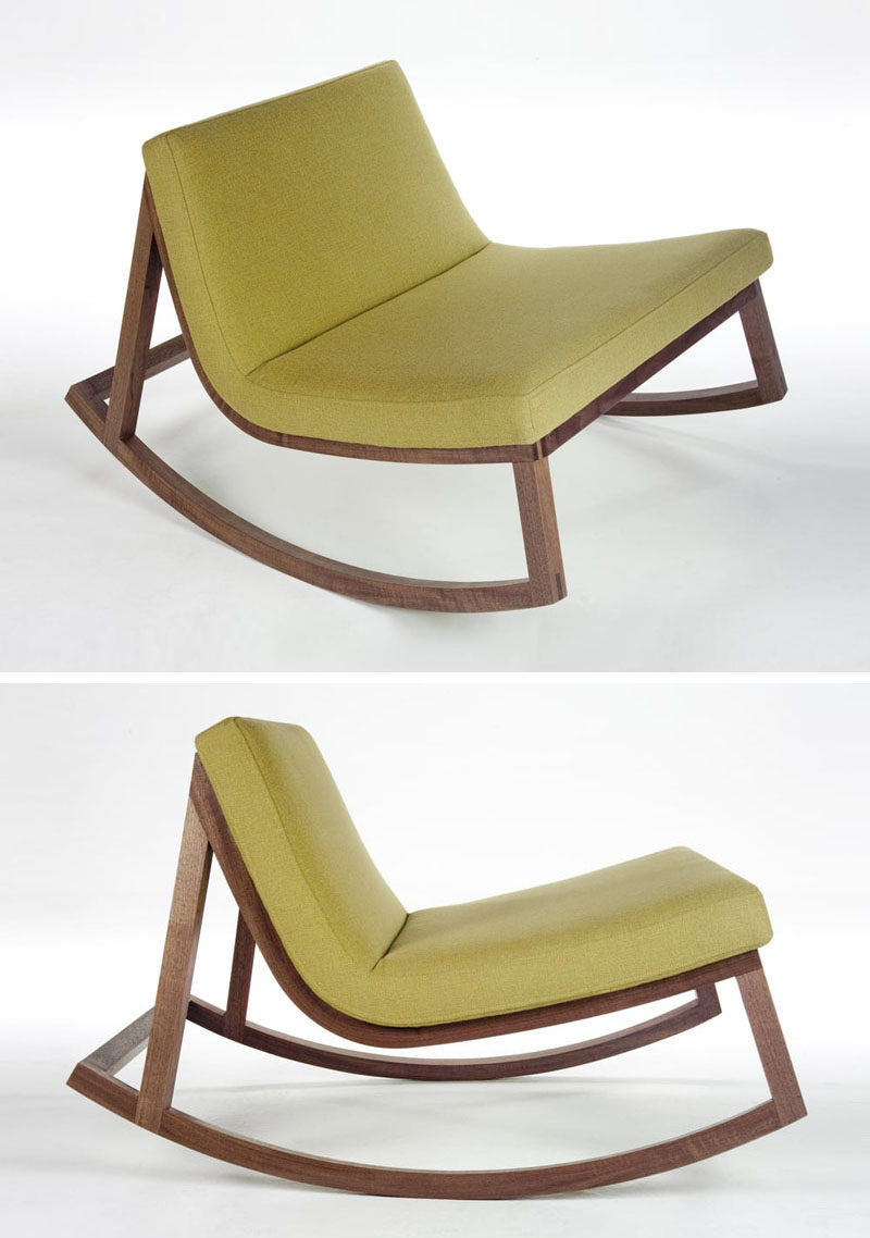 Furniture Ideas - 14 Awesome Modern Rocking Chair Designs // This armless rocking chair with a wooden base and an extra wide seat lets you really relax in style.
