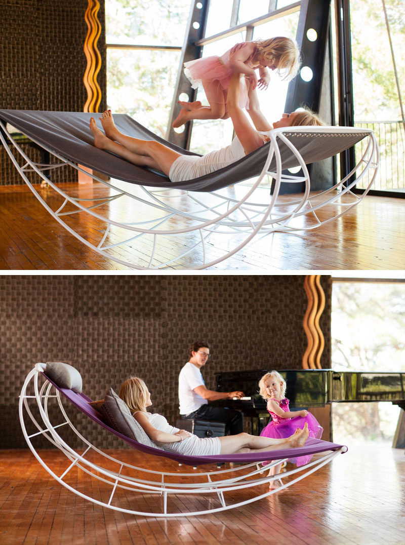 Furniture Ideas - 14 Awesome Modern Rocking Chair Designs // This lounge rocking chair lets you properly sprawl out while gently rocking you back and forth.