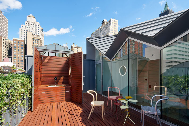 This penthouse apartment in New York has a private deck.