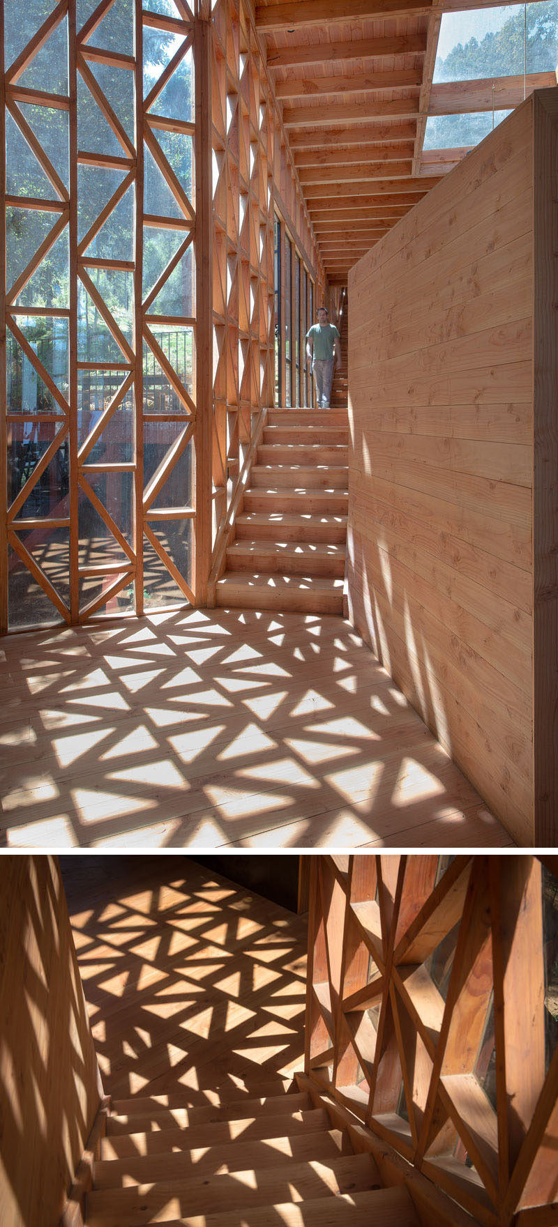 The windows next to these steps provide an interesting pattern when the sun shines on them.