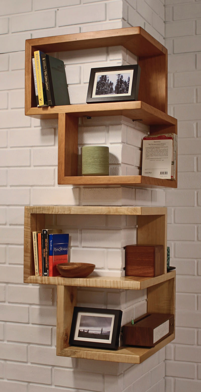 These box shelves hug the corners of your walls and make awkward corners turn into functional storage and decor spaces.