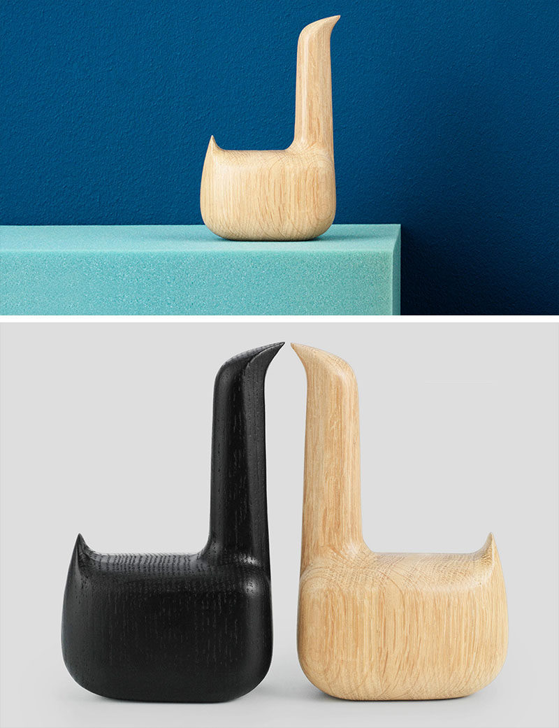 18 Decorative Animal Objects That Blur The Line Between Toys And Decor // A super minimalist wooden swan works with any interior and is perfect for adding dimension to your decor.