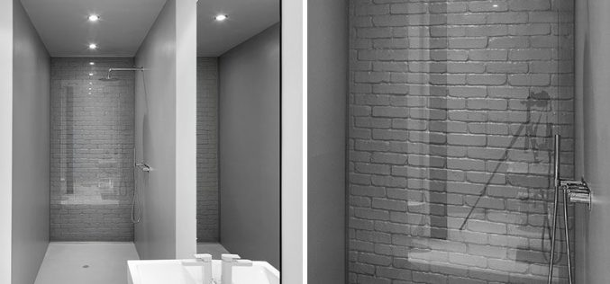 Ванная Комната Идеи Дизайна – Использовать Стекло, Чтобы Покрыть Оригинальную Кирпичную Стену И Сделать Ее Характеристика