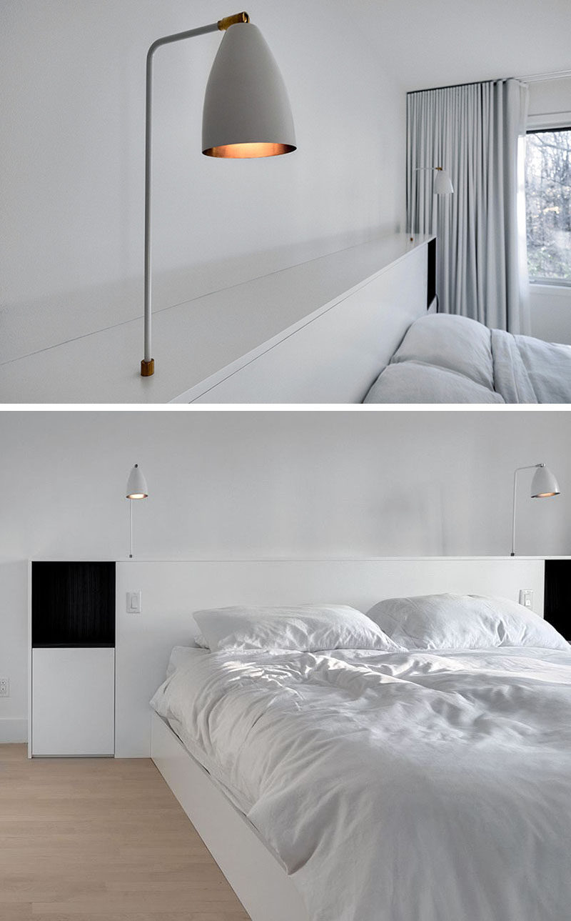 Bedroom Headboard Idea - Integrate Bedside Table Lamps Into Your Headboard