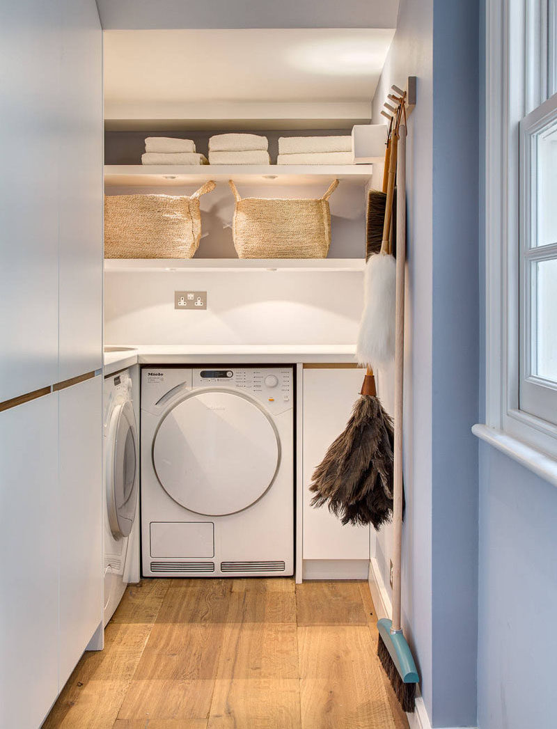 7 Laundry Room Design Ideas To Incorporate Into Your Own Laundry // Open shelving to keep everything within reach