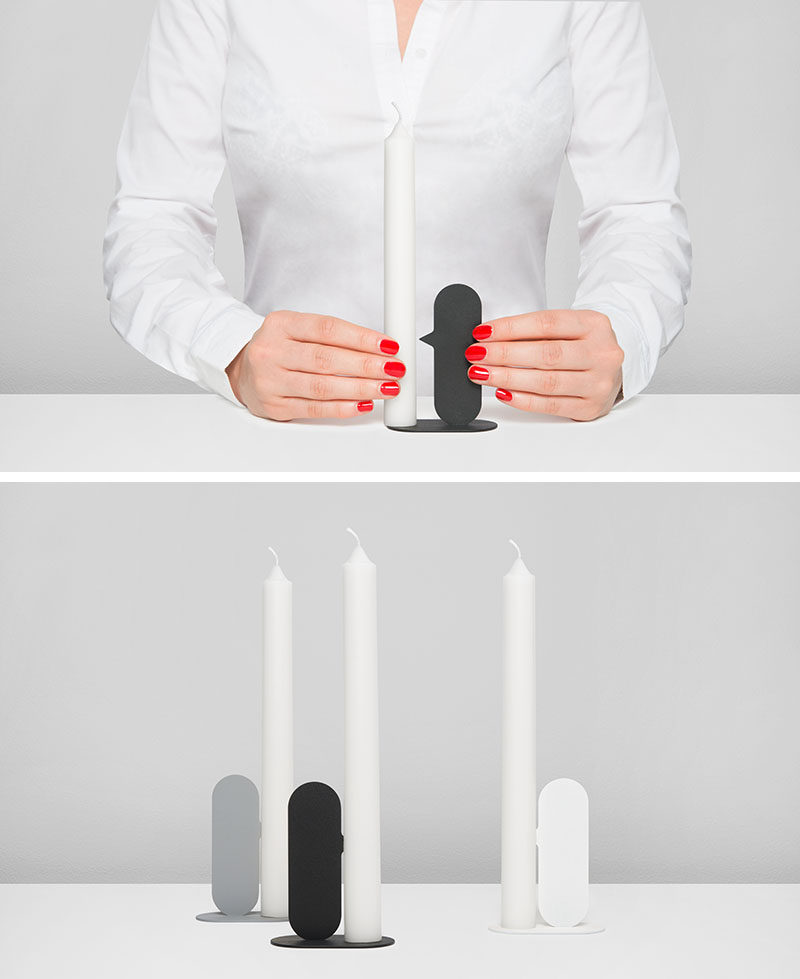 Belgian industrial designer Quentin de Coster has designed NOSE, a prototype for a minimalist candle holder, where the candle is held in place on the nose of the abstract profile.