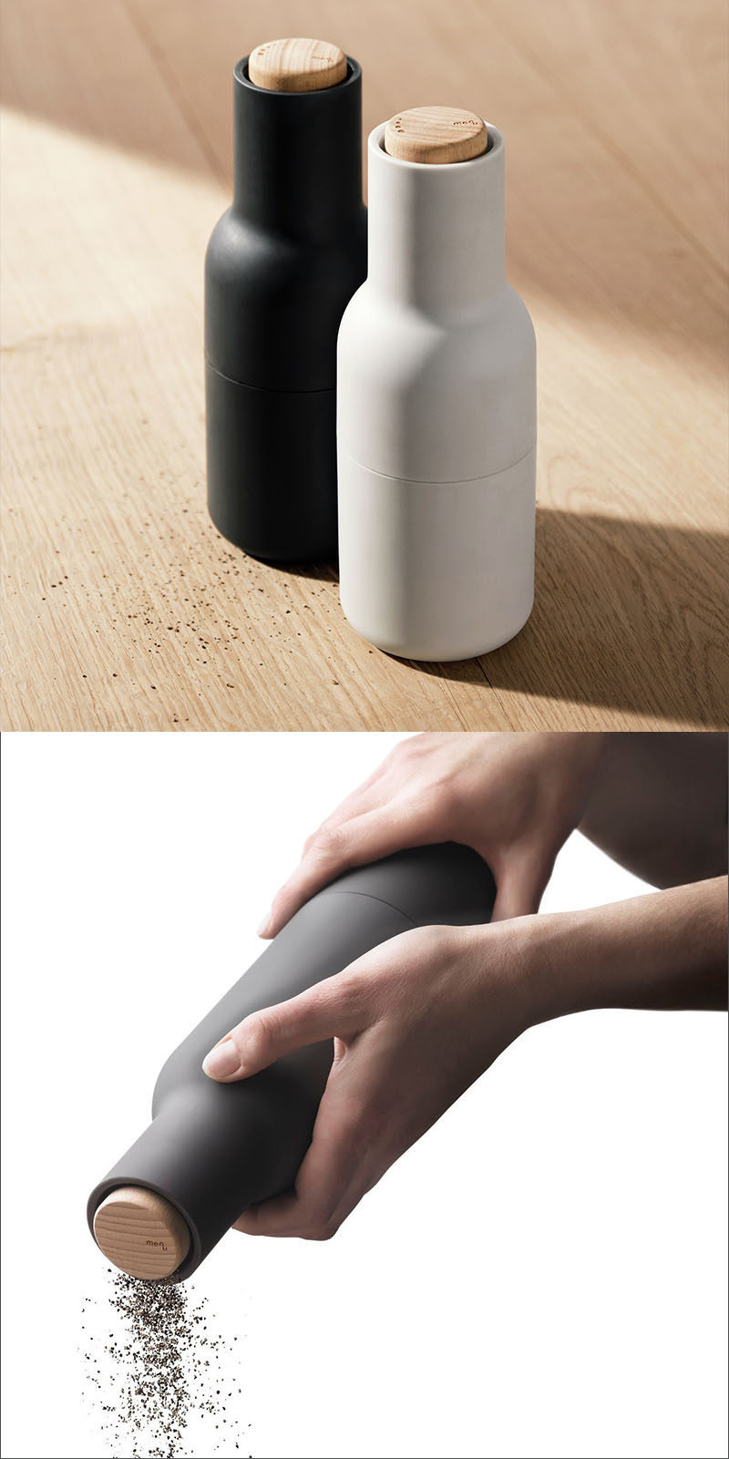 Essential Kitchen Tools - Salt and Pepper Mills // The matte finishes on these grinders make them the perfect addition to any stylish kitchen table.