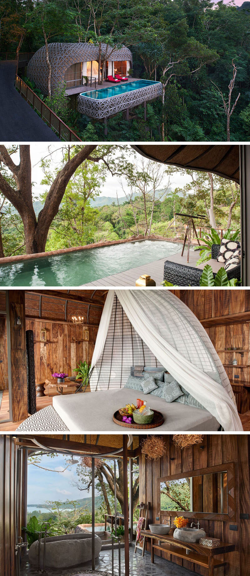 Travel Idea - At the Keemala resort in Thailand and situated up in the trees, criss-crossing strips cover the outside of this villa to create an exterior that resembles a birds nest.