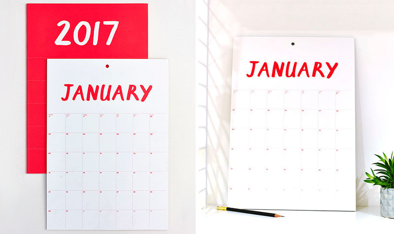13 Modern Wall Calendars To Get You Organized For 2017 // Having this bright calendar on your wall will help capture your attention and remind you of important dates and events coming up.