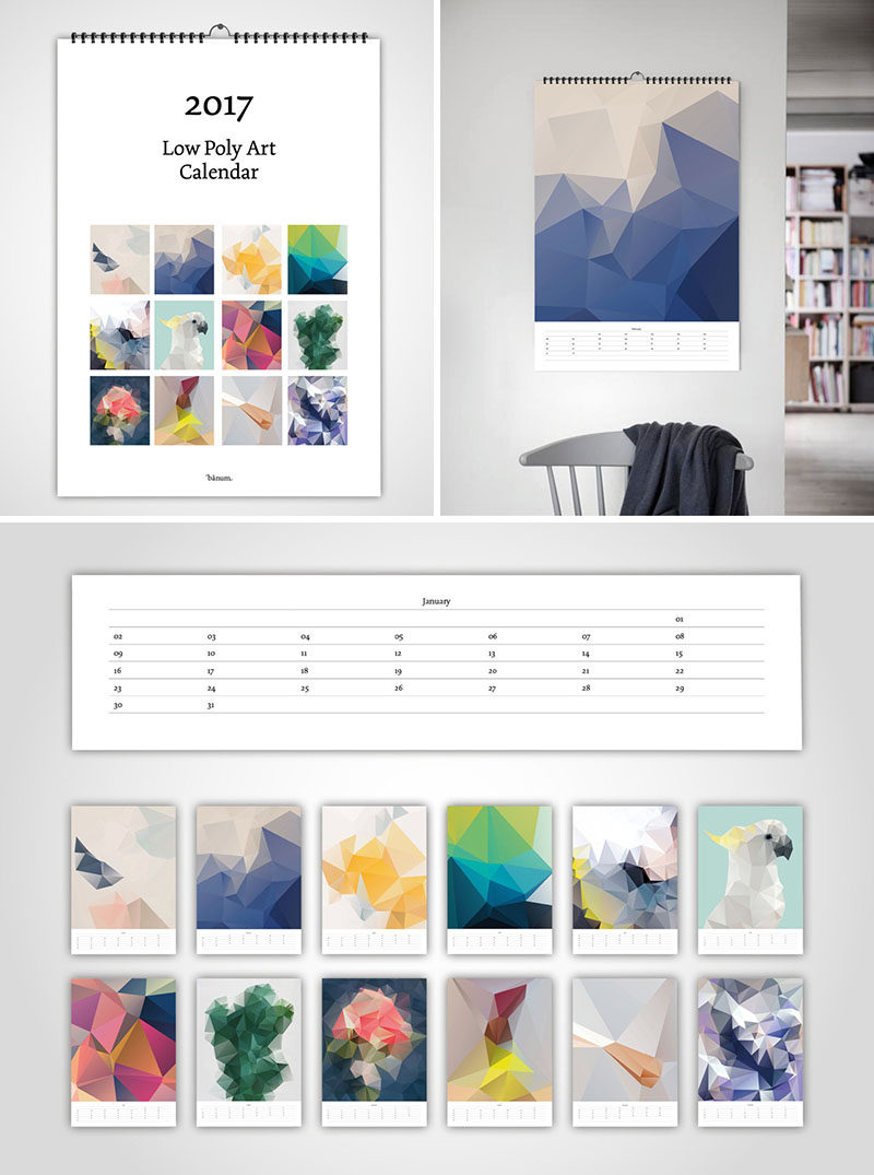 13 Modern Wall Calendars To Get You Organized For 2017 // This graphic calendar features 12 geometric designs perfect for the design lover or pastel enthusiast.