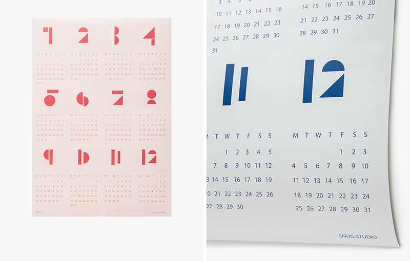 13 Modern Wall Calendars To Get You Organized For 2017 // These large wall calendars feature the months in a graphic numerical form to make the calendar a little more interesting.