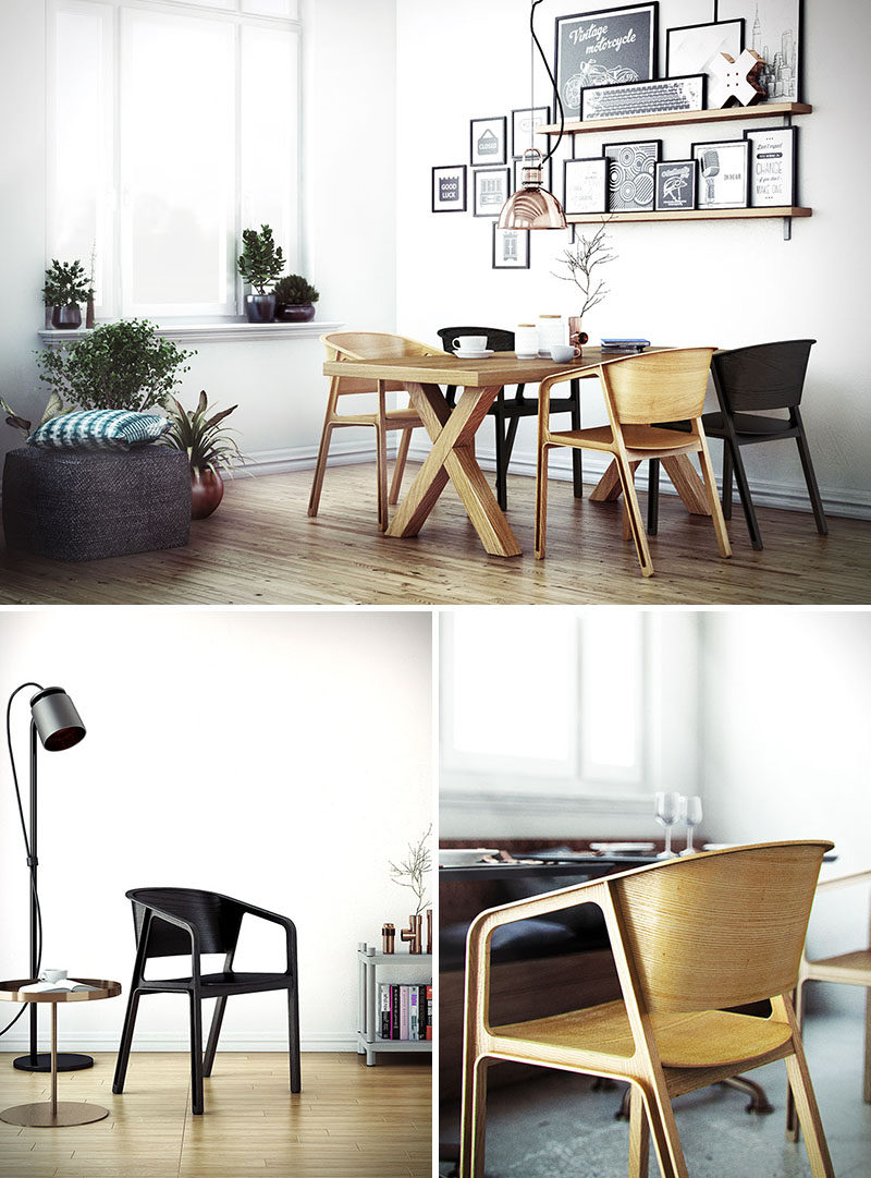 Furniture Ideas - 14 Modern Wood Chairs For Your Dining Room // These wooden dining chairs have been smoothed out and finished so you can still see the natural grains in the wood.