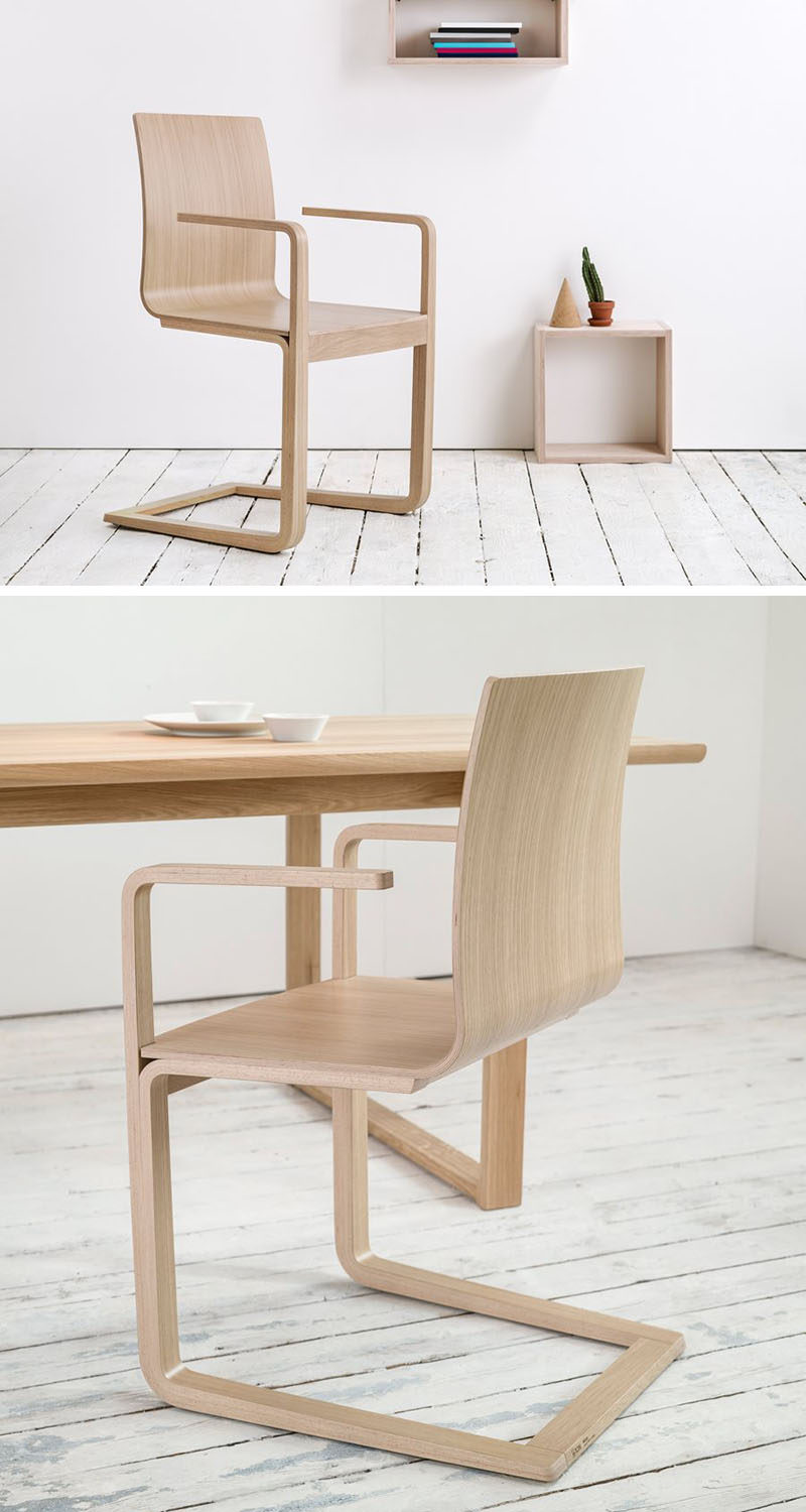 Furniture Ideas - 14 Modern Wood Chairs For Your Dining Room // The wood of these chairs has been bent into a curved seat with high arm rests that have just the right amount of give.
