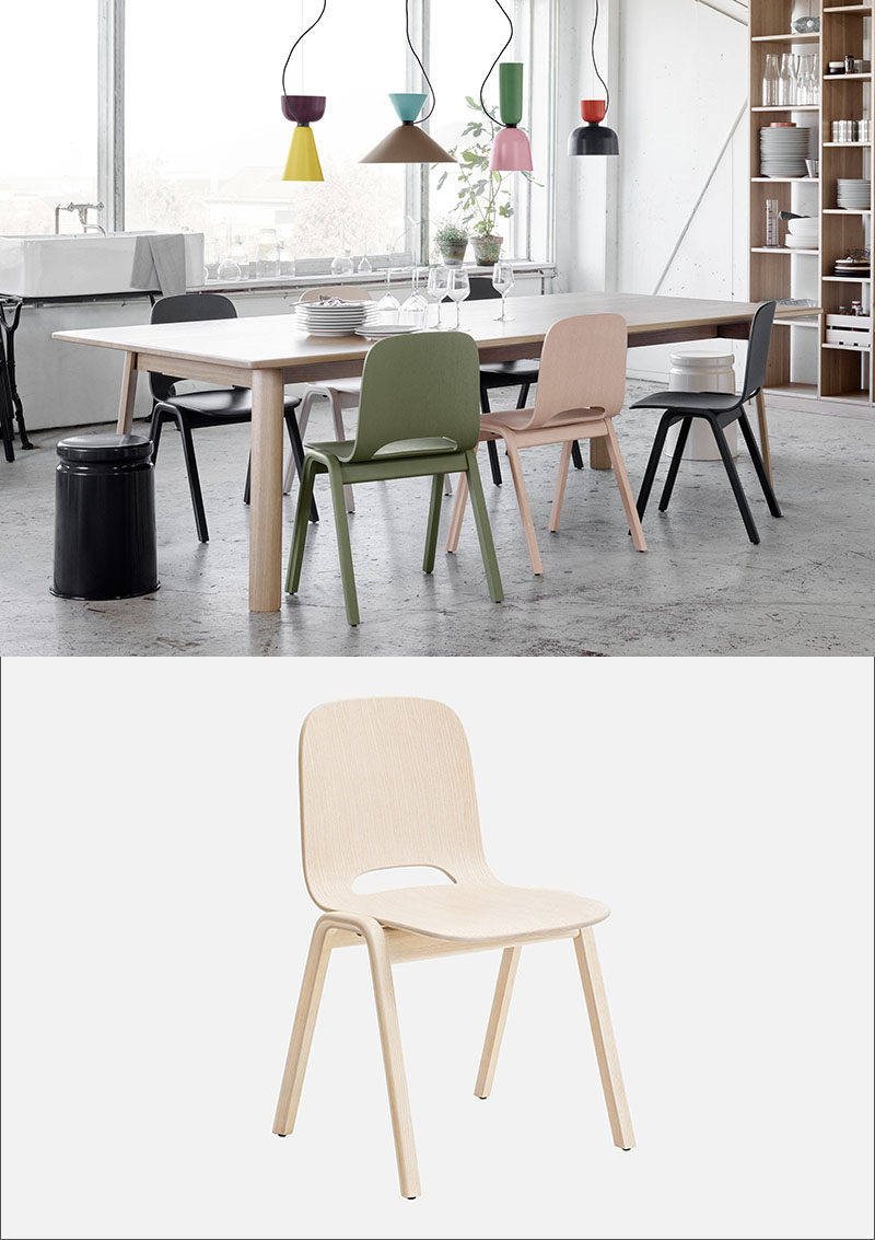 Furniture Ideas - 14 Modern Wood Chairs For Your Dining Room // The small cut out at the back of these wood chairs adds an interesting touch to an otherwise simple modern design.