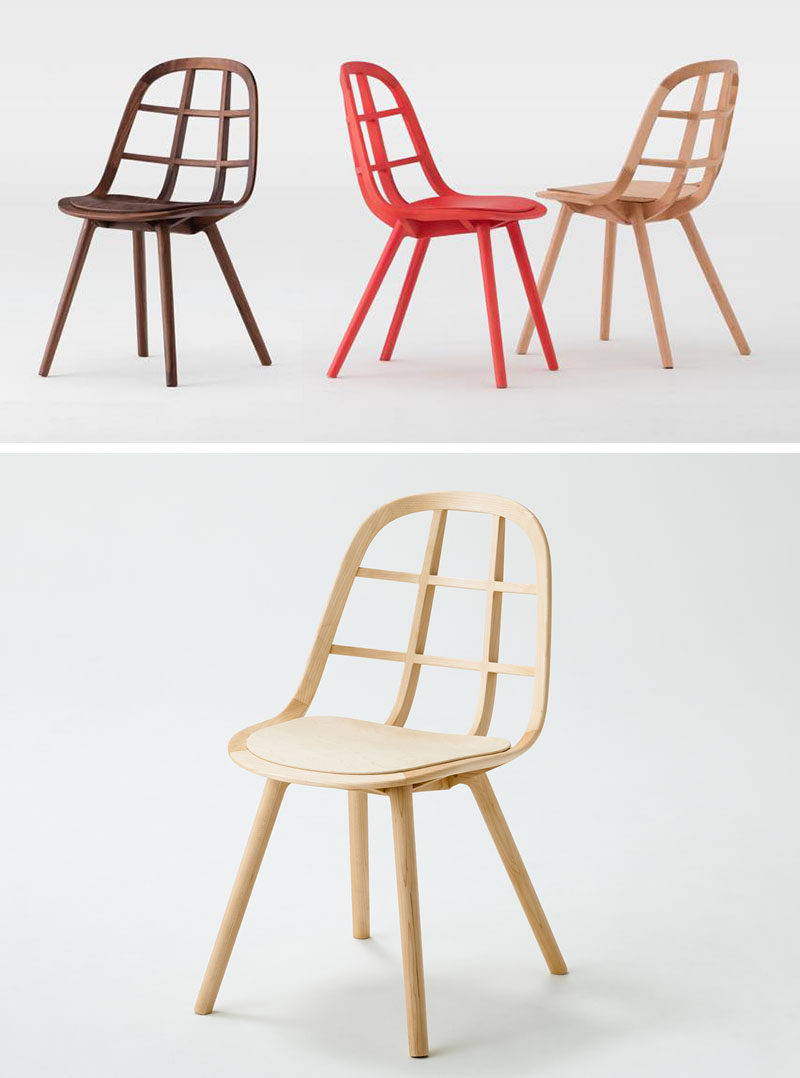 Furniture Ideas - 14 Modern Wood Chairs For Your Dining Room // This simple yet stylish chair uses interlocking wood strips to create a sturdy dining chair with a unique design.