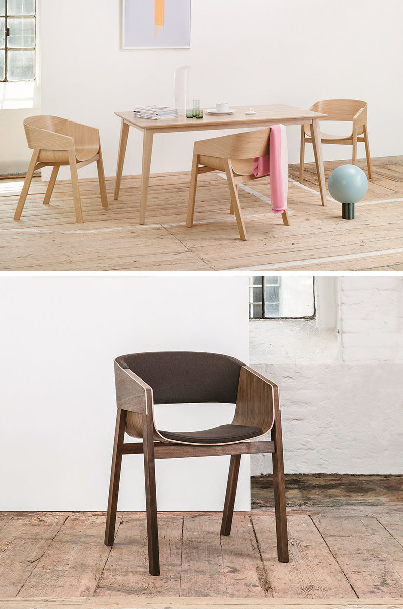 Furniture Ideas - 14 Modern Wood Chairs For Your Dining Room // Two intersecting pieces of bent plywood make up the seat and back of this minimalist dining chair that's also available with a padded back.