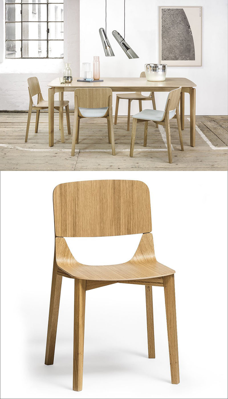 Furniture Ideas - 14 Modern Wood Chairs For Your Dining Room // Two pieces of solid bent wood give this chair a unique look and a strong, stable feel.
