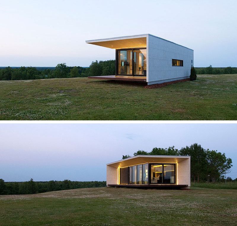 11 Small Modern House Designs // This small single level home features a modern design that makes it stand out from the rest of its natural surroundings.