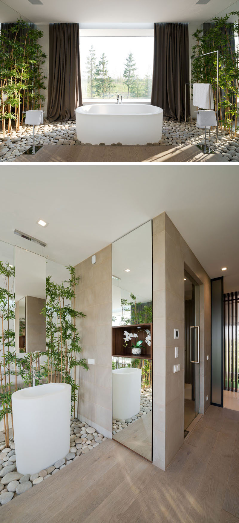 Bathroom Design Idea - Create a Spa-Like Bathroom At Home // Include touches of nature.