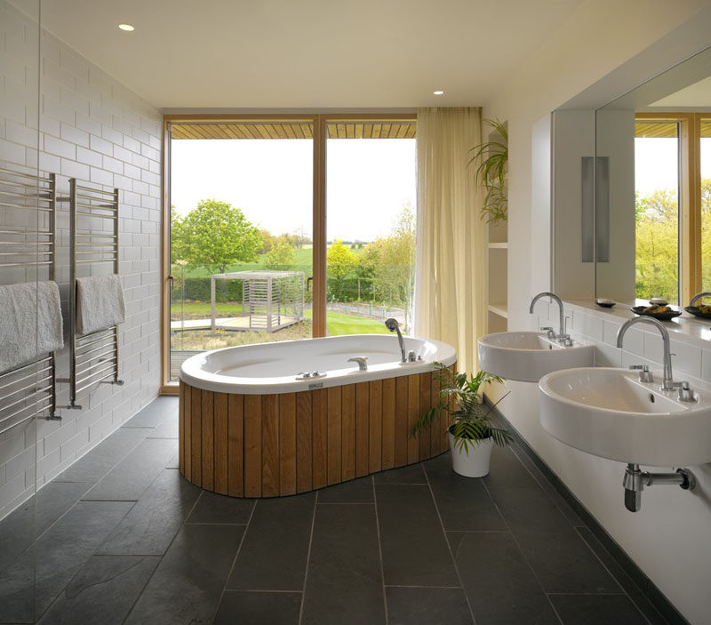 Bathroom Design Idea - Create a Spa-Like Bathroom At Home // Install a luxurious deep soaker tub.