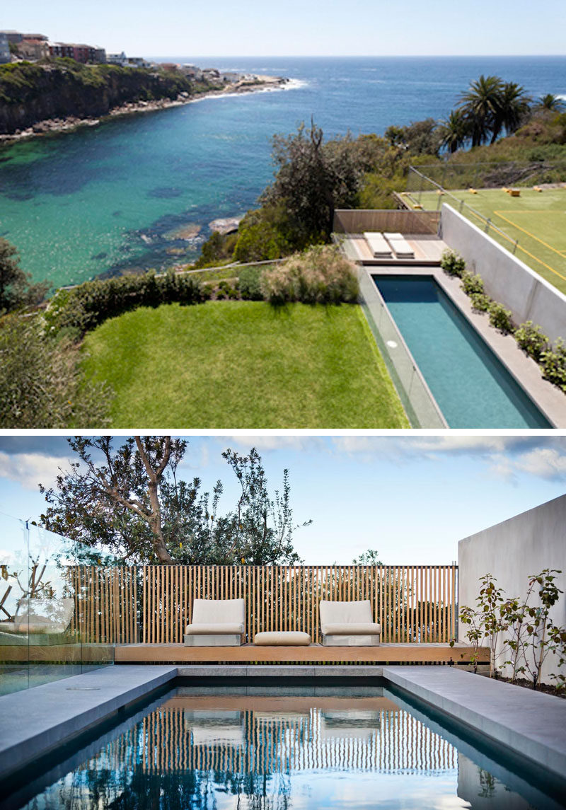 This landscaped backyard has a 15m lap swimming pool and a small sundeck.