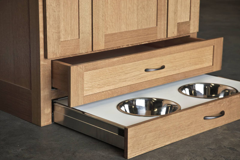 Kitchen Design Idea - Toe Kick Drawers // They make a great pet food station.