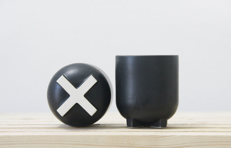 Home Decor Ideas - 6 Ways To Include Ceramic In Your Interior // These matte black ceramic cups with white X's on the bottoms are just the right size for a morning cup of coffee or an afternoon tea.
