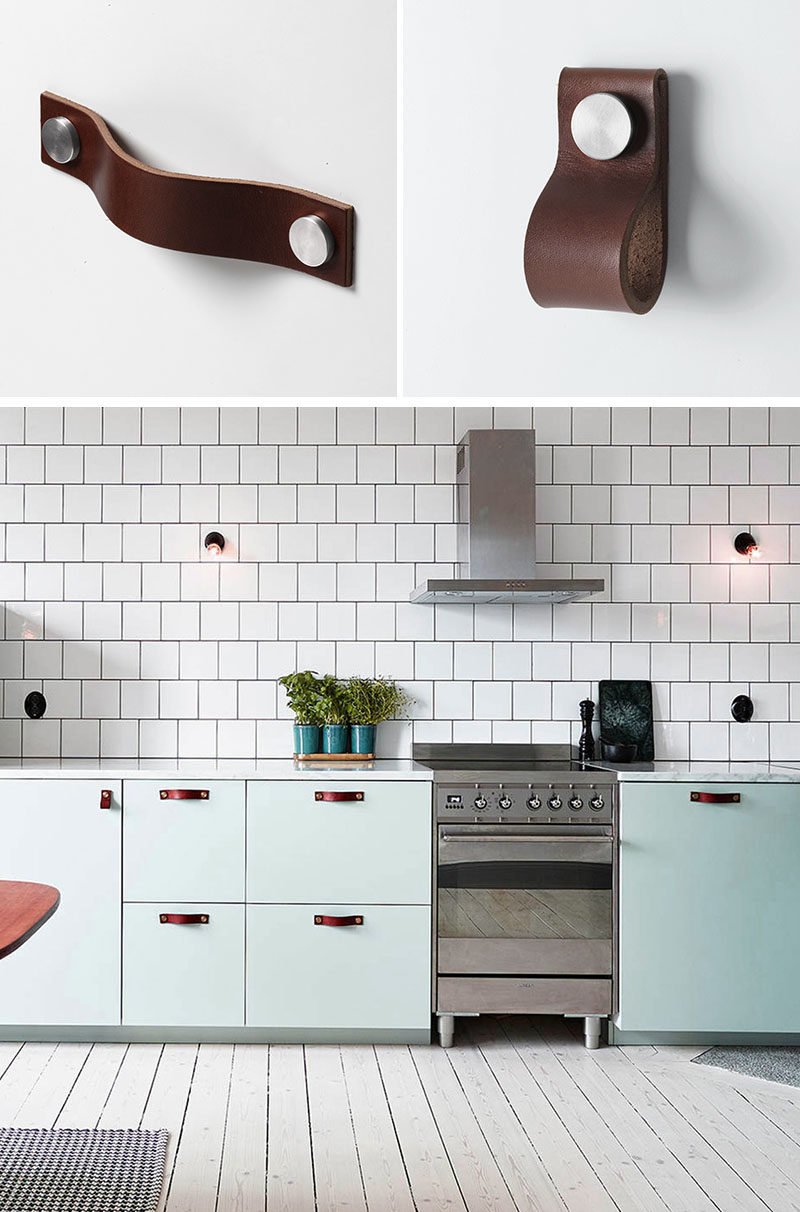 8 Kitchen Cabinet Hardware Ideas // Leather Handles and Pulls