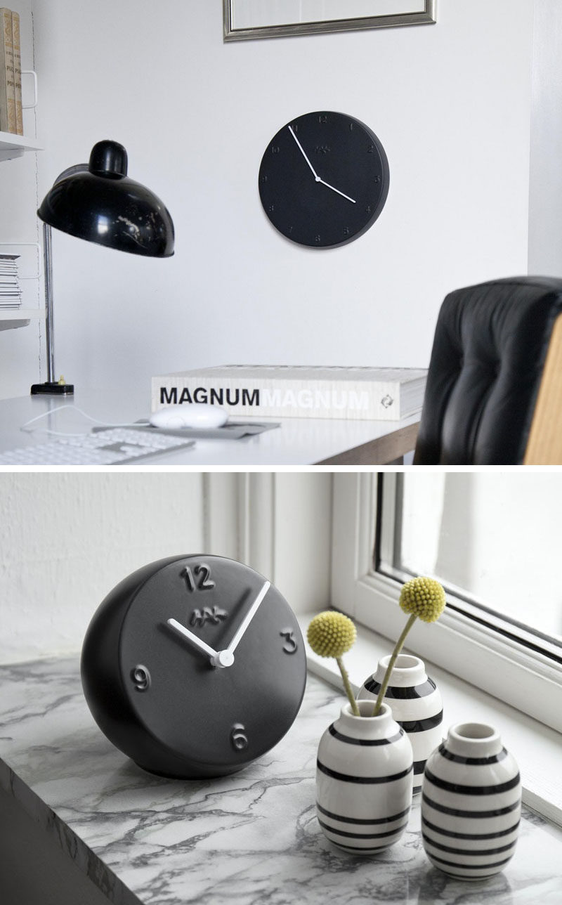 Home Decor Ideas - 6 Ways To Include Ceramic In Your Interior // These matte black clock will make sure you always keep your eyes on the time.