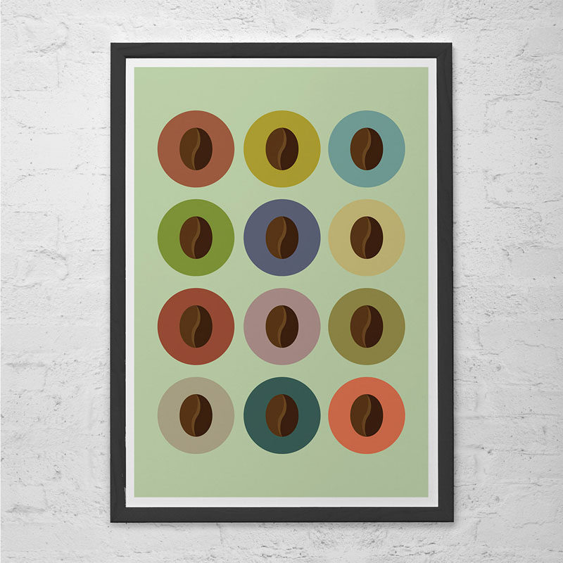 15 Coffee Posters To Hang Above Your Coffee Station // Give coffee beans the respect they deserve with this simple coffee bean print.