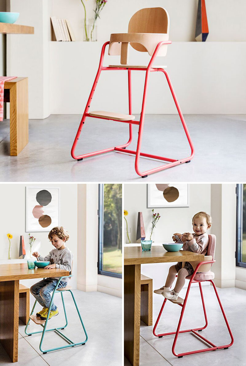 14 Modern High Chairs For Children // A simple chair that can be left as is or embellished with various pillows, straps, and trays, this high chair can be used for any occasion, be it eating dinner with the family or hanging out while mom and dad cook.