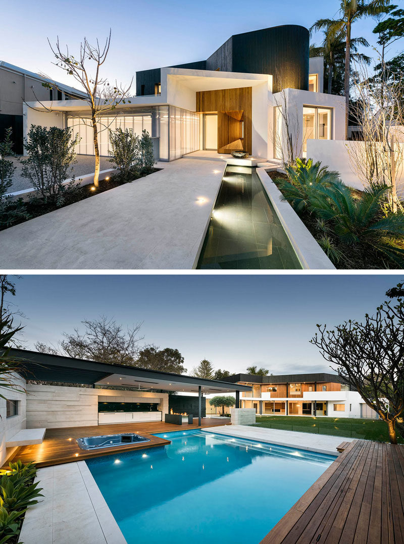 Celebrate Australia Day With These 14 Contemporary Australian Houses | This updated Perth home features a palette of white, black, and rich wood to create a modern look and feel, while still appreciating the original architecture of the house.