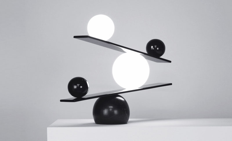 Unique Modern Lamp - The Balance table lamp, designed by Victor Castanera for manufacturer Oblure, is a lamp that creates a look of balance between dark and light, and black and white.