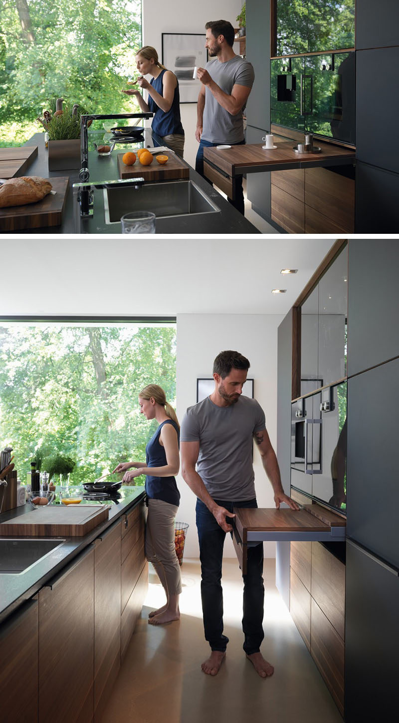 Kitchen Design Idea - Pull-Out Counters (10 Pictures) // An adjustable pull-out counter gives you the freedom to create as much or as little additional counter space as you need.