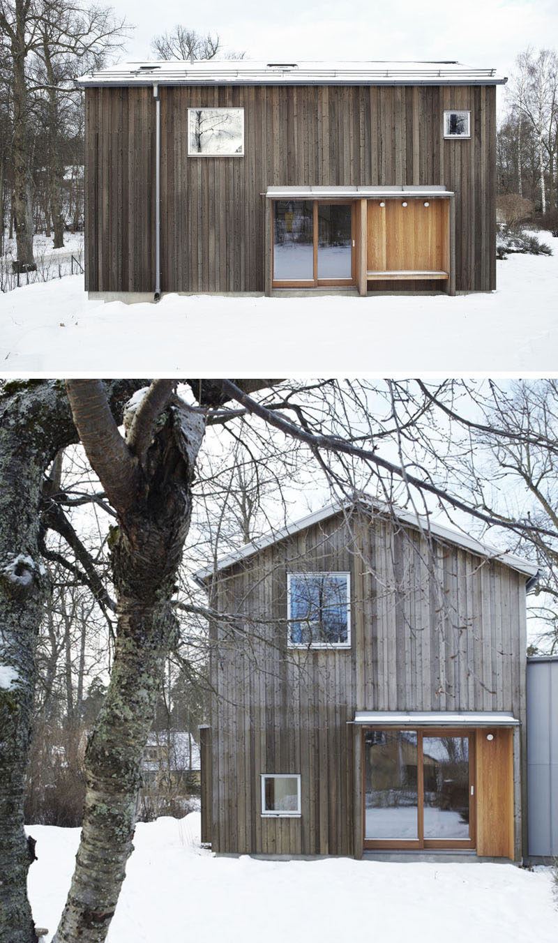 19 Examples Of Modern Scandinavian House Designs | This multilevel extension is covered in various types of wood siding for a natural look that's both modern and cozy.